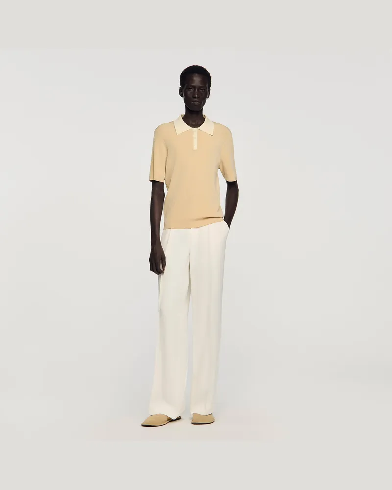 Sandro Zweifarbiges Poloshirt Sand