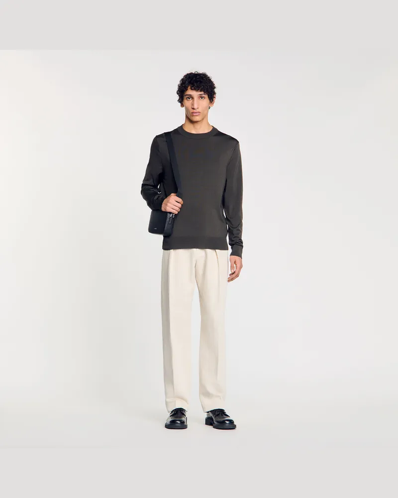 Sandro Feinstrickpullover Kaki