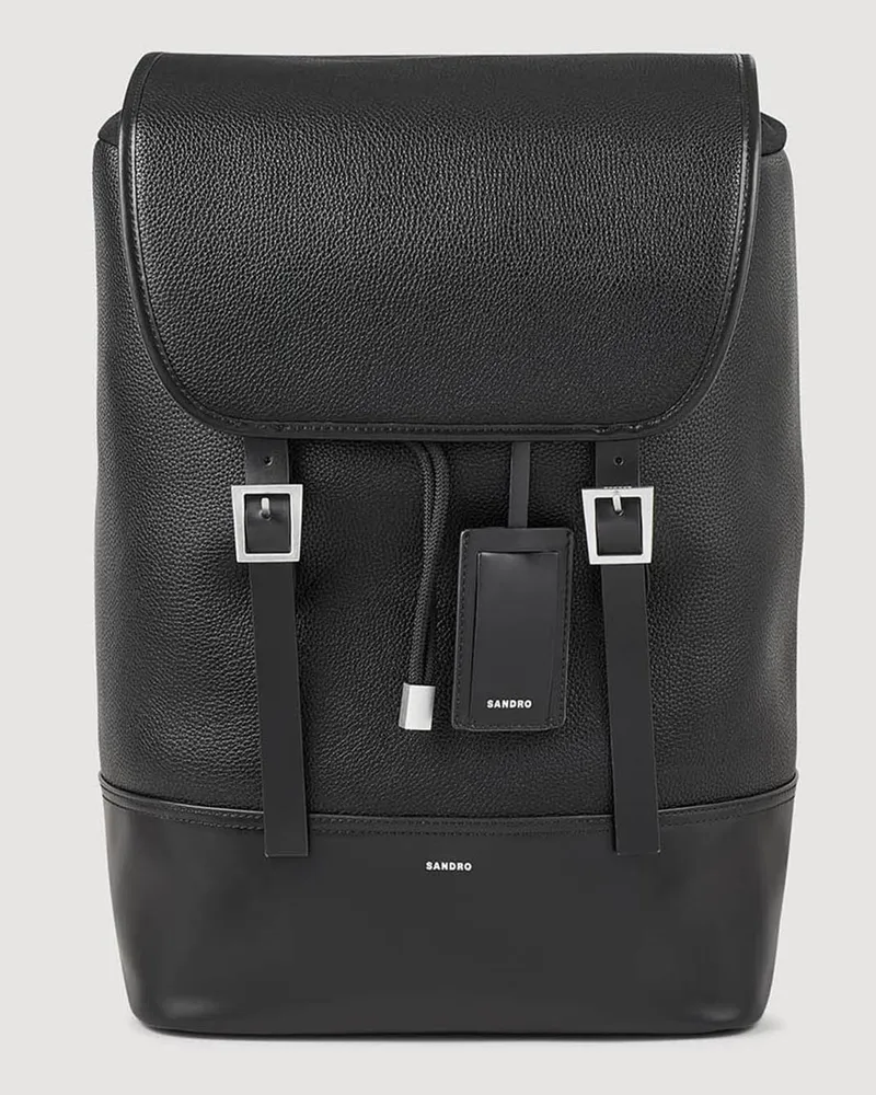 Sandro Rucksack aus Canvas und Leder Schwarz