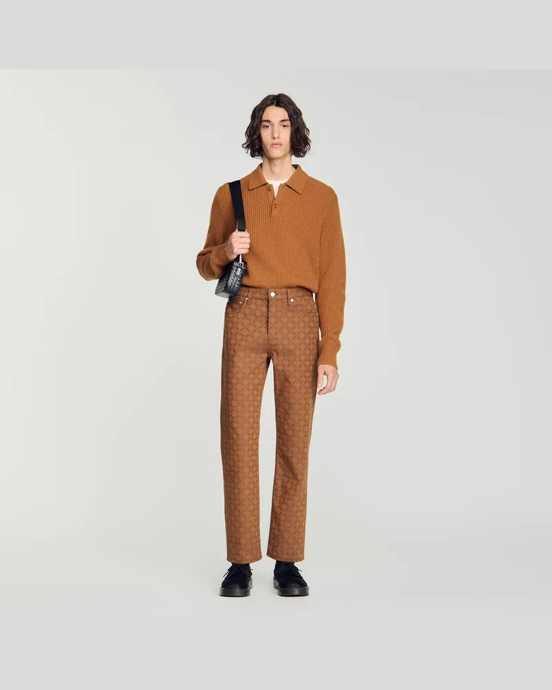 Sandro Jeans mit Square-Cross-Motiv Tabak