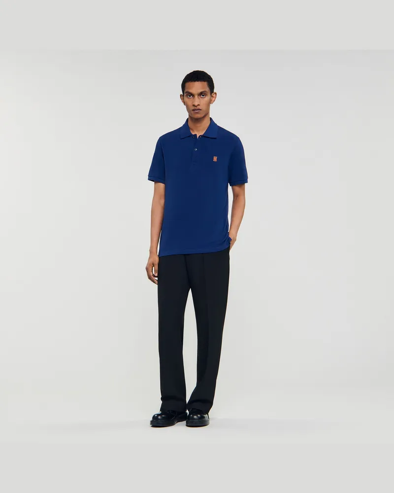 Sandro Poloshirt mit Leder-Logo Marine