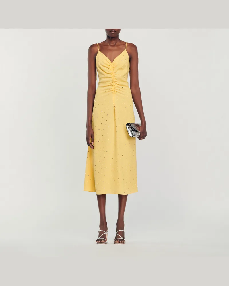 Sandro Kleid mit Strassverzierung Gelb