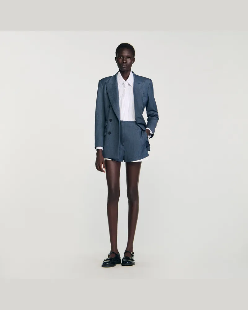Sandro Gestreifte Shorts Blau