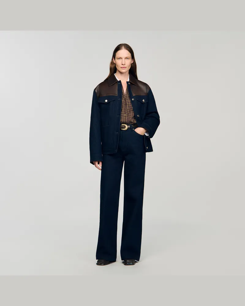 Sandro Weite Raw-Jeans Jeansblau