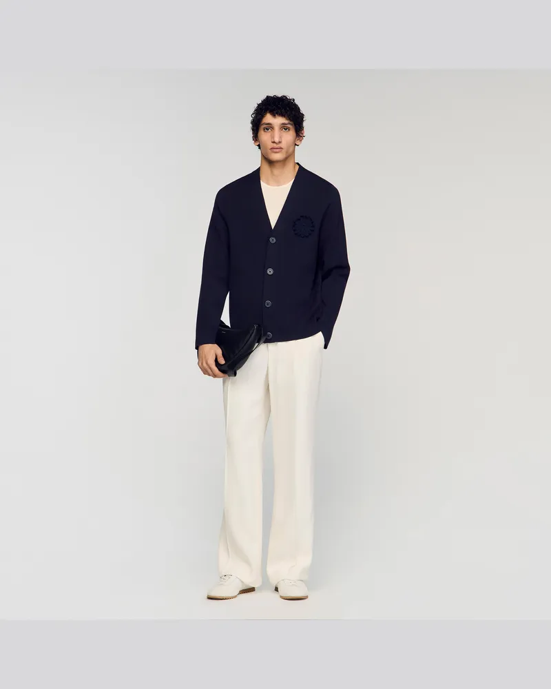 Sandro Cardigan mit Häkelblume Marine