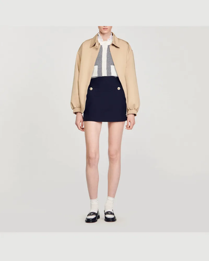 Sandro Kurzer Rock aus Wolltwill Marineblau