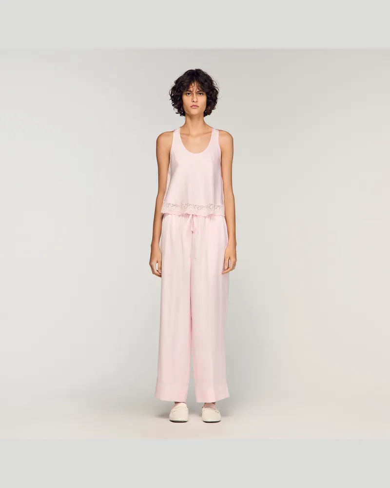 Sandro Weite Satinhose Hell-rosa