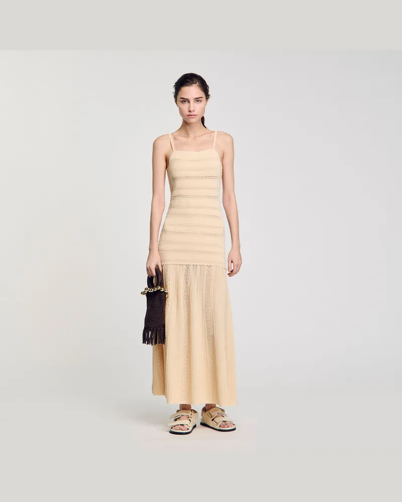 Sandro Langes Strickkleid Vanille