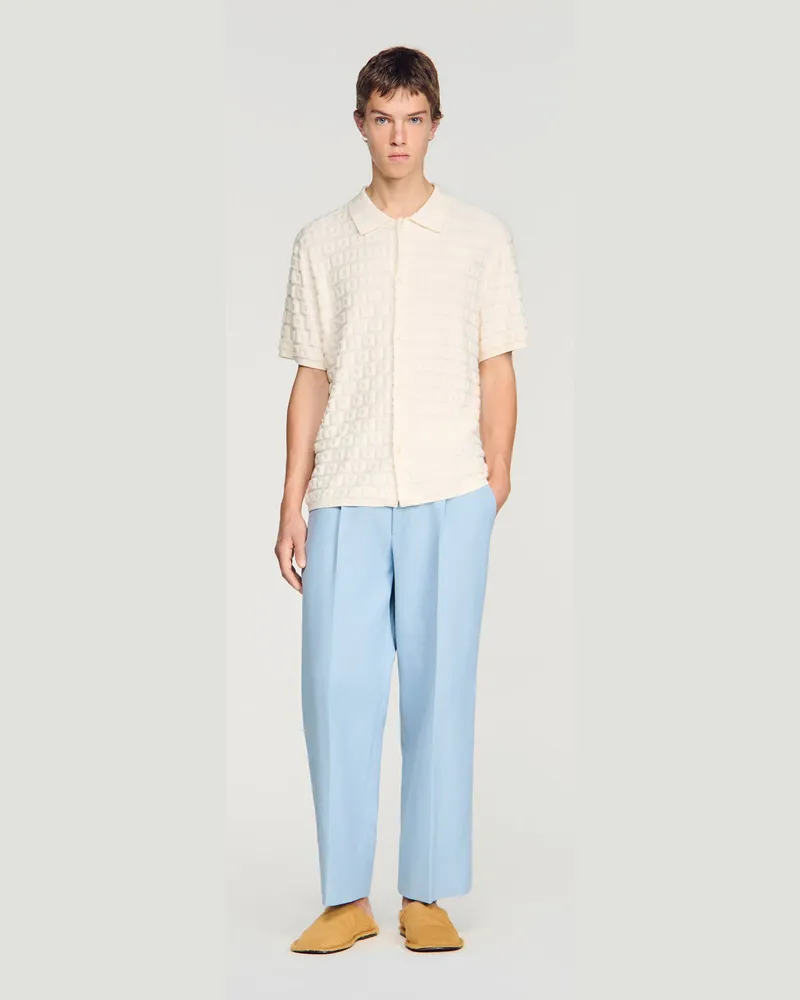 Sandro Cardigan aus Frottee Ecru