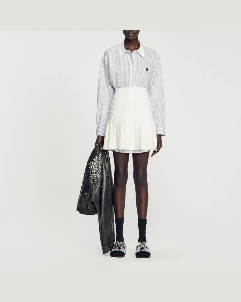 Sandro Plisseerock Weiß