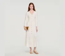 Langes Strickkleid mit Ziermuster