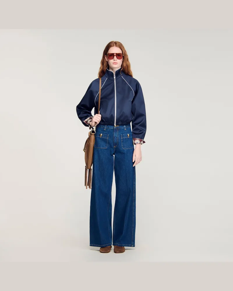 Sandro Gerade Jeans, aufgesetzte Taschen Bleu