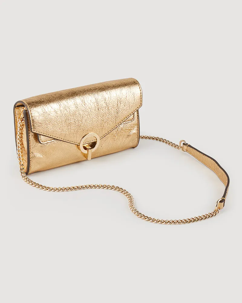 Sandro Pochette aus goldfarbenem Leder Gold
