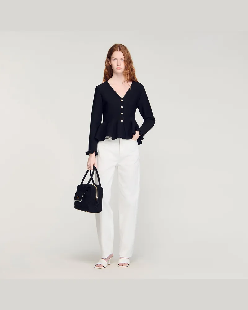 Sandro Cardigan mit Schößchen Schwarz