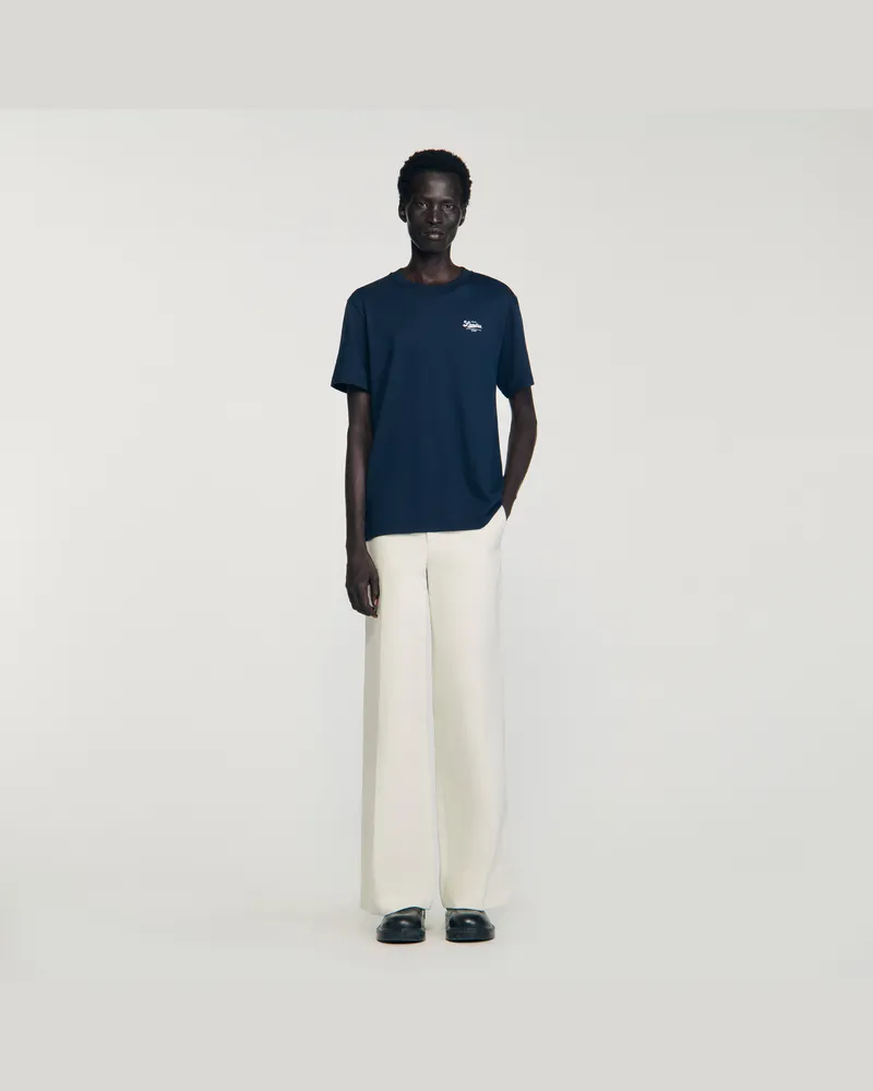 Sandro T-Shirt mit Logo-Applikation Midnight