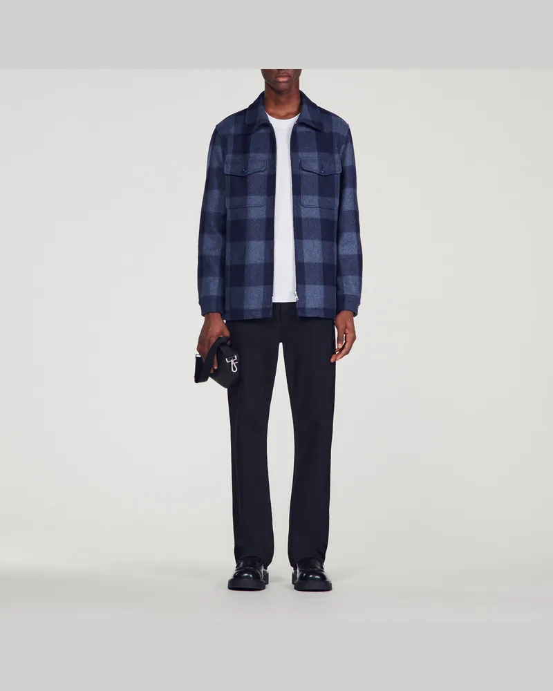 Sandro Karierte Jacke Blau
