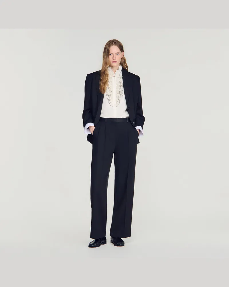 Sandro Satinhose im Materialmix Schwarz