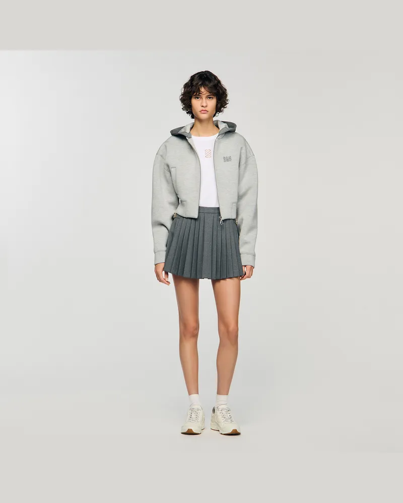 Sandro Sweatshirt-Blouson mit Kapuze Hell-grau