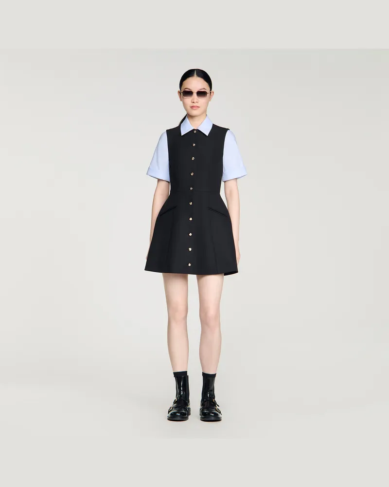 Sandro Kurzes Kleid im 2-in-1-Look Schwarz
