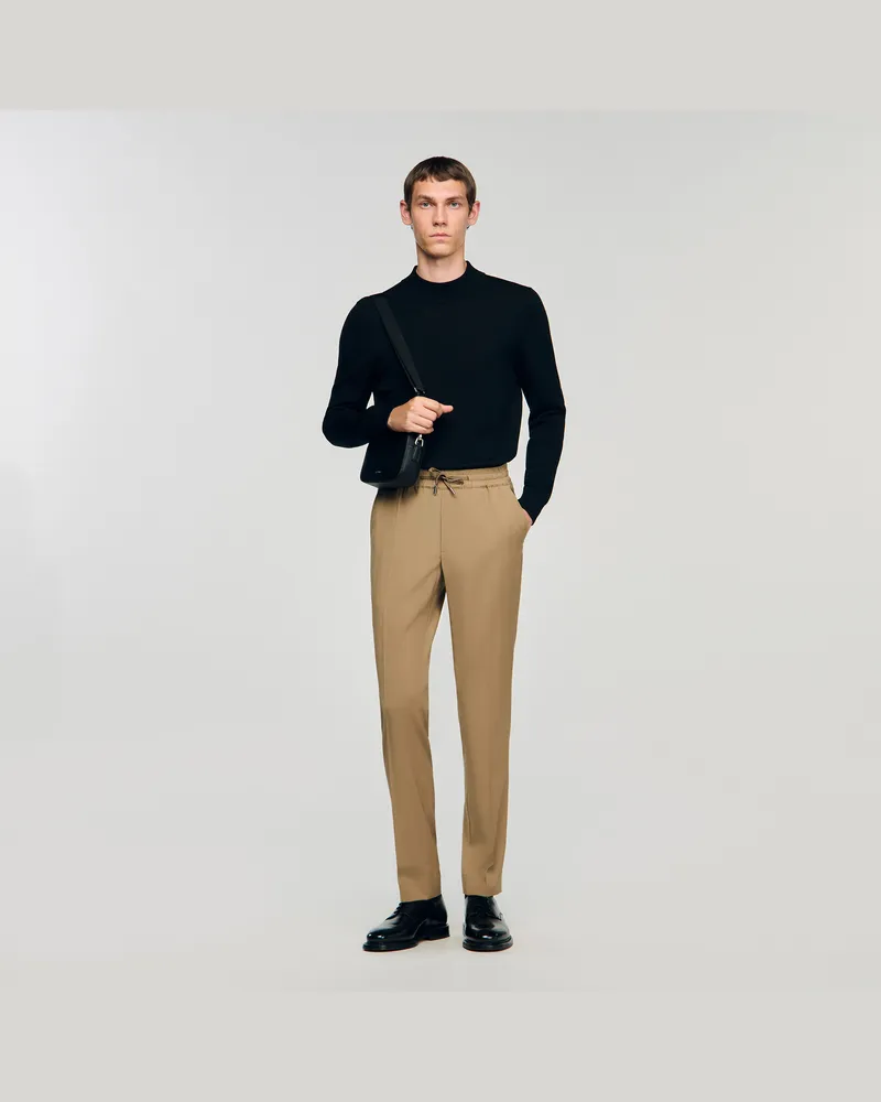 Sandro Elastische Hose mit geradem Schnitt Sable