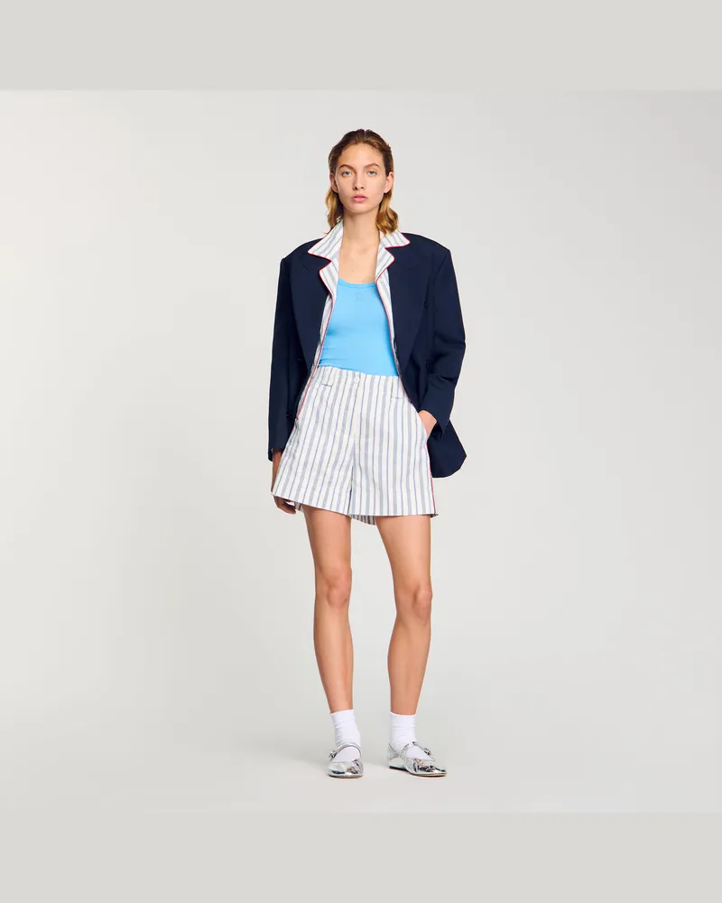 Sandro Gestreifte Shorts Bleu