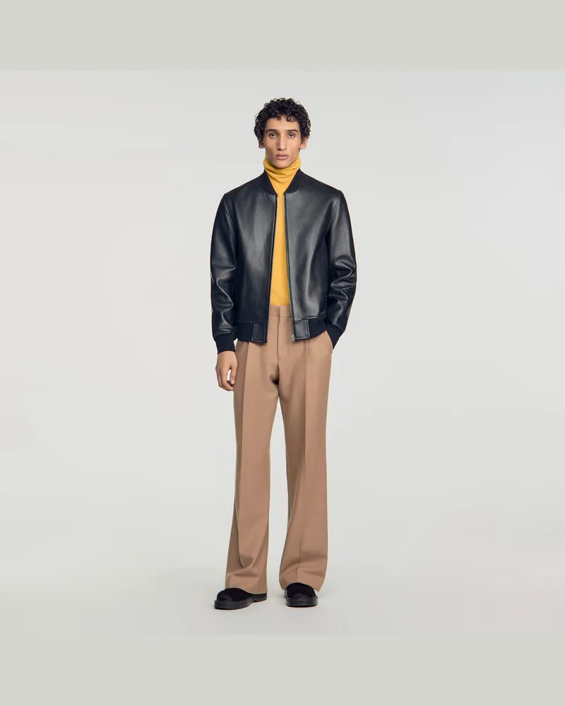 Sandro Lederblouson Schwarz