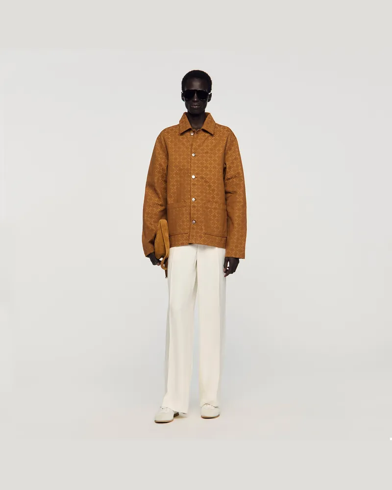 Sandro Jeansjacke mit „Square Cross"-Motiv Kamel