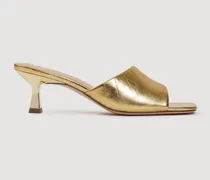 Mules mit Absatz aus Metallicleder