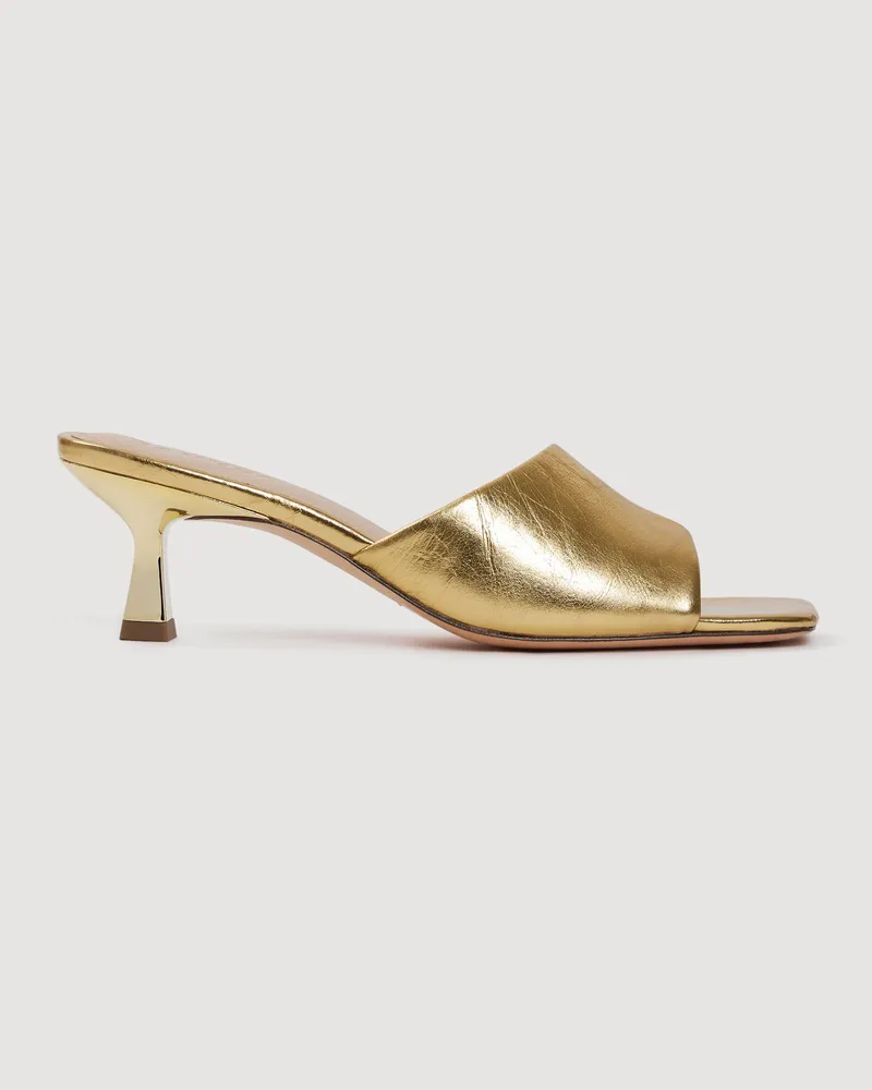 Sandro Mules mit Absatz aus Metallicleder Gold