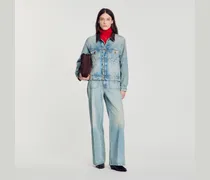 Blouson aus Denim mit Lederkragen