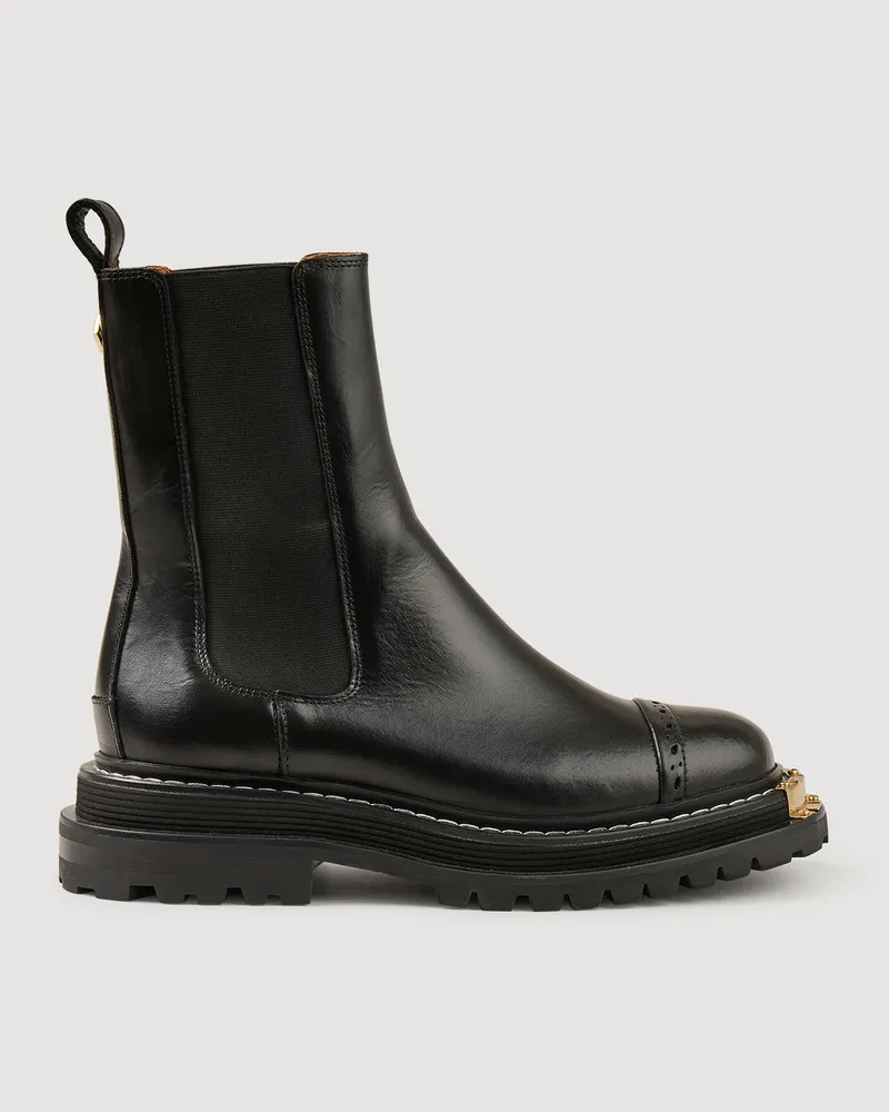 Sandro Chelsea-Boots aus Leder Schwarz