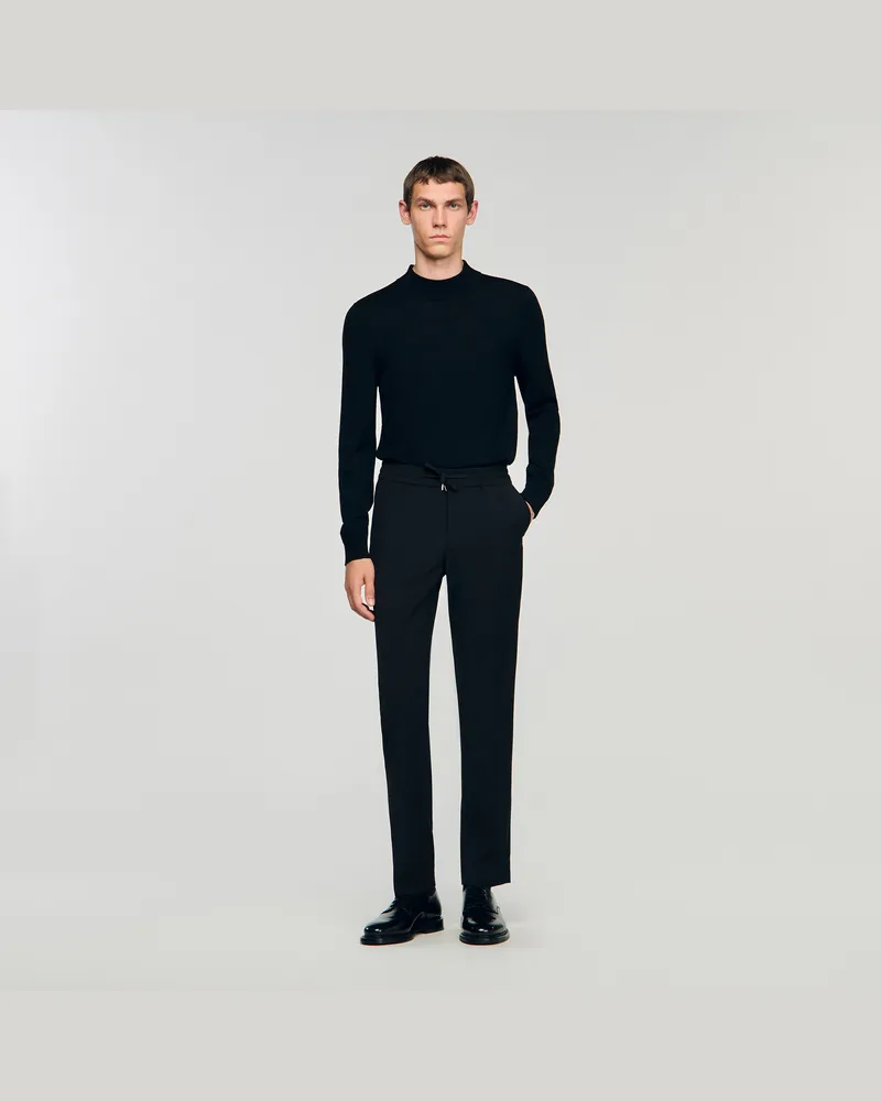 Sandro Elastische Hose mit geradem Schnitt Schwarz