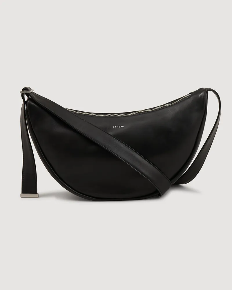 Sandro Kleine Hobo-Tasche aus Leder Schwarz
