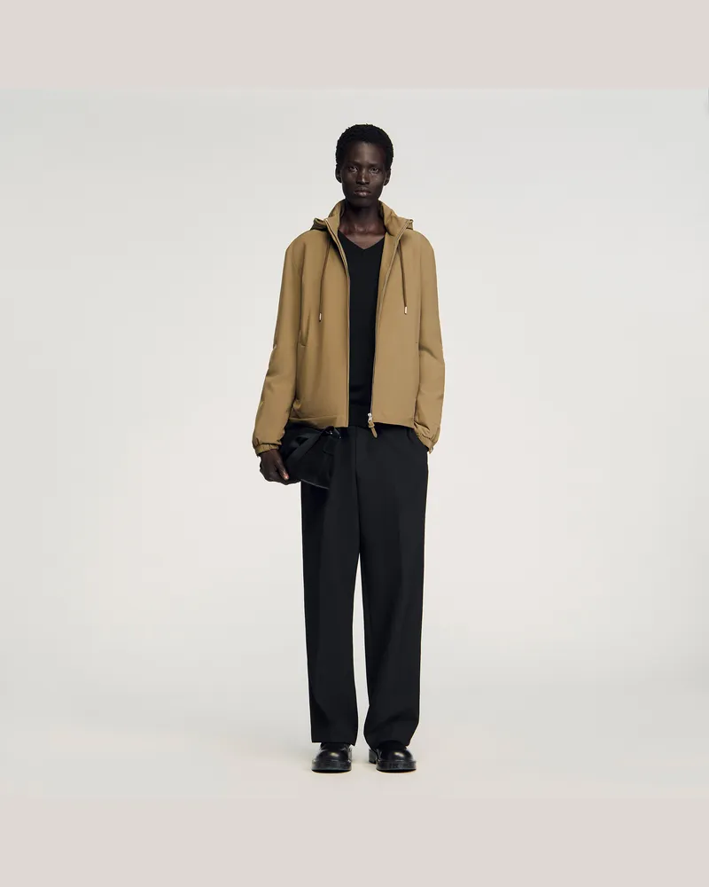 Sandro Reißverschluss-Blouson mit Kapuze Taupe