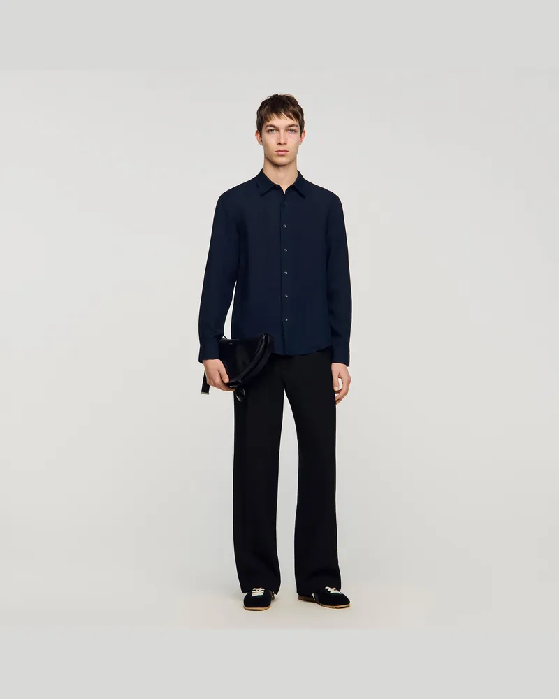 Sandro Hemd aus Leinen Navy