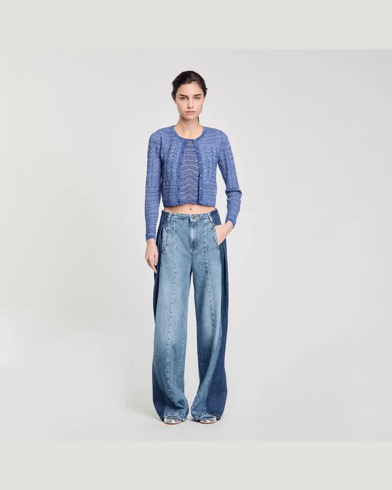 Sandro Cardigan aus glitzerndem Strick Bleu