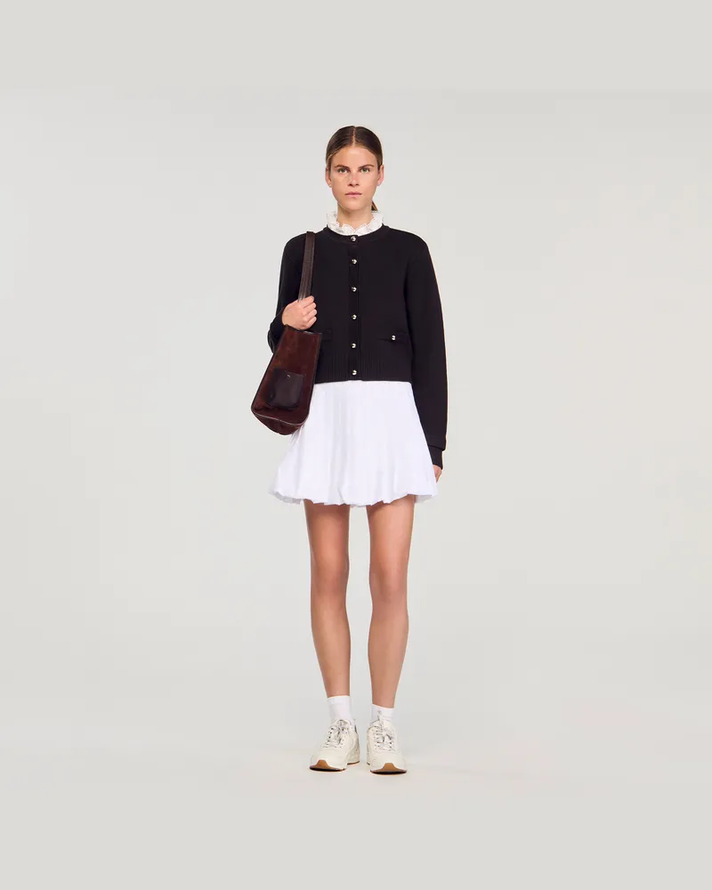 Sandro Cardigan mit abnehmbarem Volant Braun