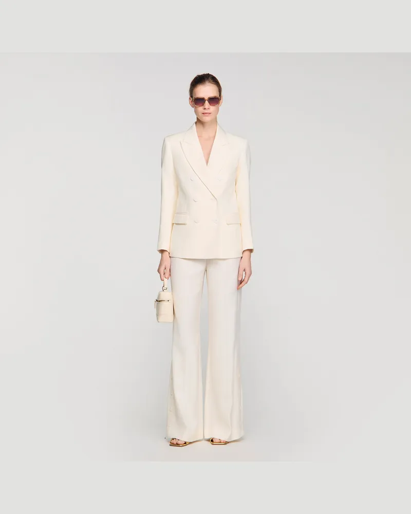 Sandro Zweireihiger taillierter Blazer Ecru