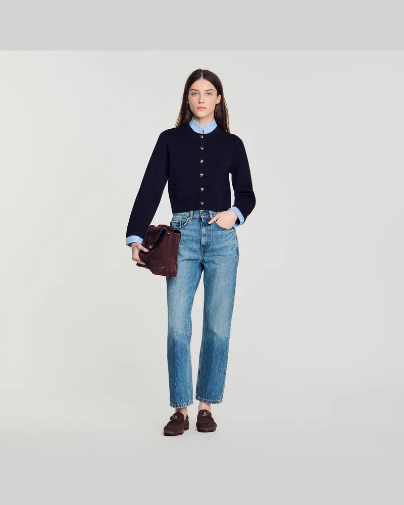 Sandro Cardigan mit Origami-Kragen Marine
