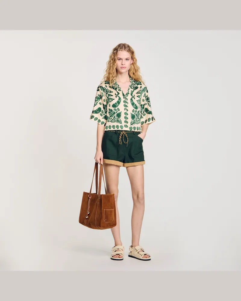 Sandro Hemd mit Blumenprint Ecru
