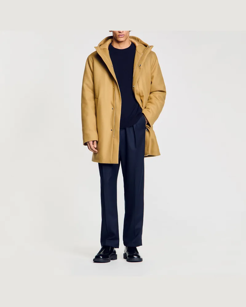 Sandro Parka aus Wolle mit Kapuze Kamel