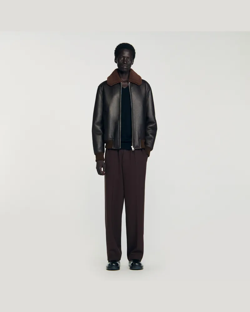 Sandro Wildlederblouson Schokolade