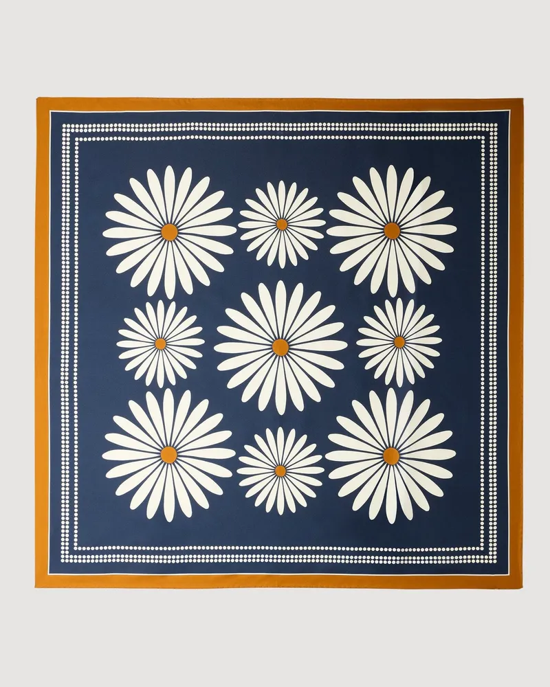 Sandro Seidenhalstuch mit Blumenprint Marine