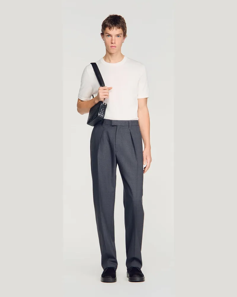Sandro Weite Hose aus Wolle Anthrazit