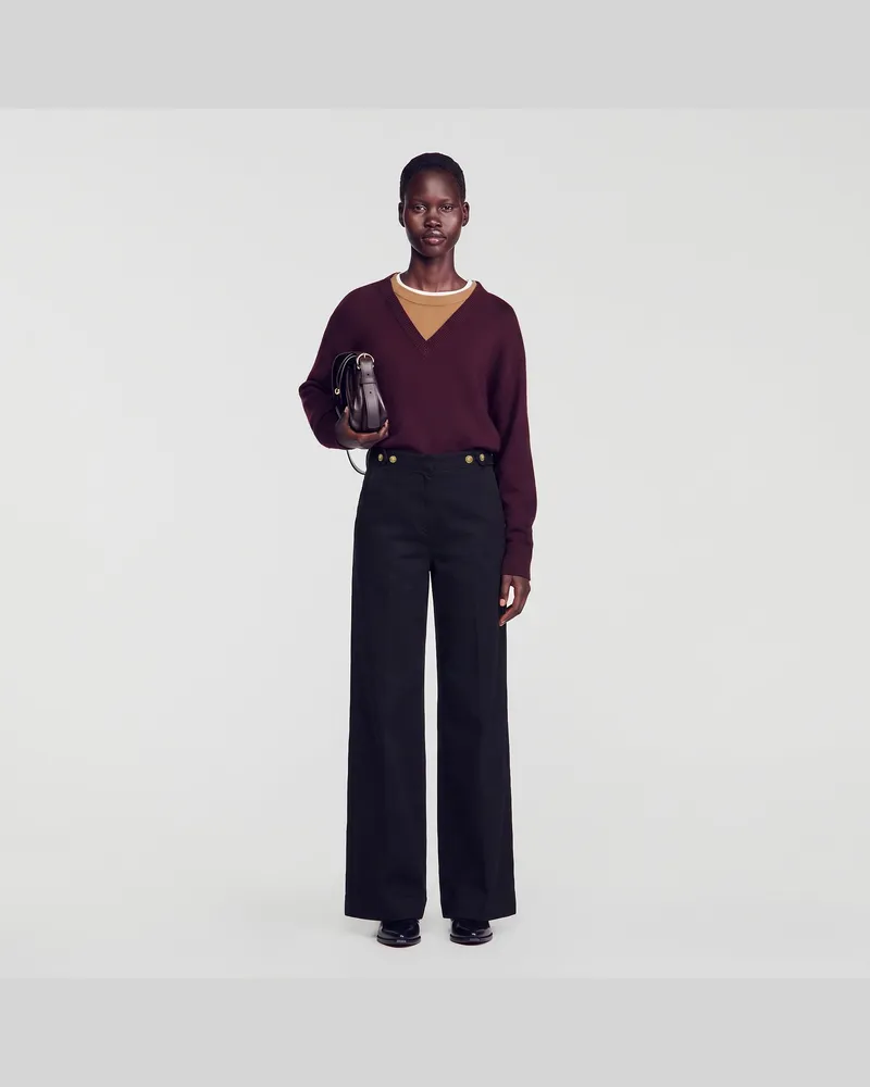 Sandro Weite Jeans mit hohem Bund Schwarz
