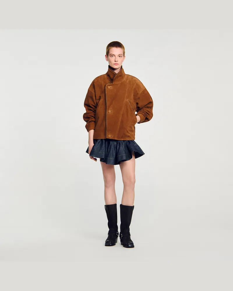 Sandro Oversize-Wildlederjacke Braun