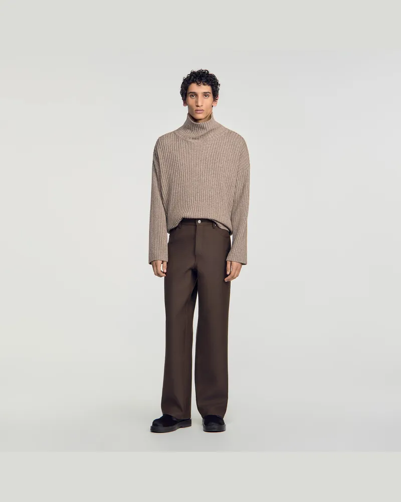 Sandro Gerade geschnittene 5-Pocket-Hose Taupe