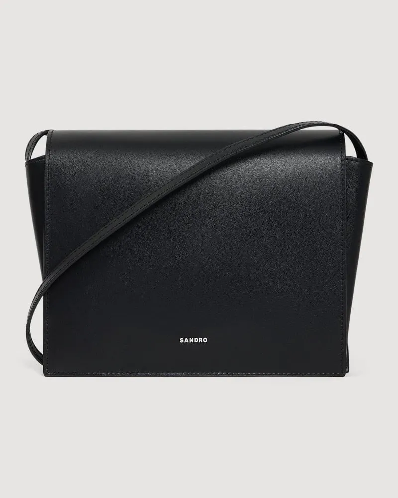 Sandro Kleine Tasche aus Leder mit Logo Schwarz
