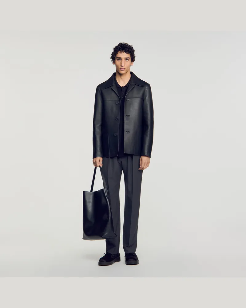Sandro Blouson aus Lammleder Schwarz