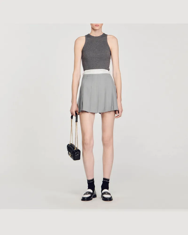 Sandro Kurzer plissierter Rock Hell-grau